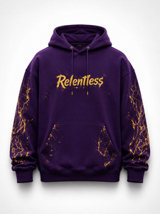 Sudadera con Capucha Personalizada con Gráfico de Rayo Morado y Dorado, Estilo Urbano, Unisex, OEM, ODM - Product Image 1