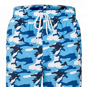 Short de bain pour homme style urbain 100% coton, taille élastique, séchage rapide, imprimé, avec poches, pour la plage et le fitness, couleur unie - Product Image 4