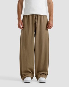 <b>Men's</b> <b>Khaki</b> Wide Leg Pants Elastic Waist Drawstring Casual Loose Fit Full Length Breathable Lightweight Terry/Cotton Solid Woven - Product Image 5