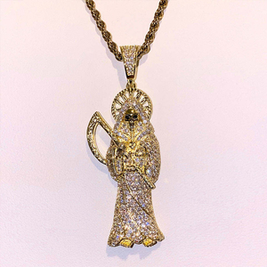 Pendentif Grim Reaper Iced Out en Moissanite et Diamant, Argent 925 Plaqué Or, Collier Hip Hop - Product Image 5