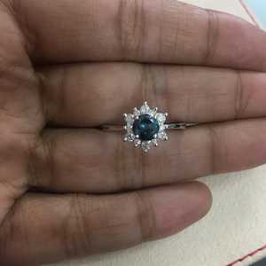 1.03 Ct Round Cut Natural White & Blue Diamond Engagement Wedding <b>Ring</b> for <b>Women</b> 925 Sterling Silver Wholesale - Product Image 3