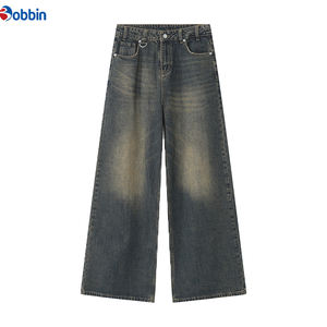 Pantalones Vaqueros a Cuadros de Cintura Alta Holgados con Efecto Desgastado de Alta Calidad para Hombre al por Mayor, Transpirables, con Cintura Elástica y Ajuste Holgado - Product Image 2