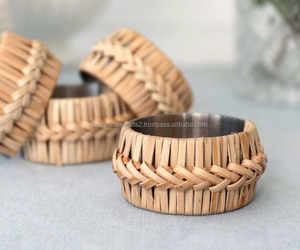 Anillo para Servilletas de Bambú, Listo para Regalo, Accesorio de Comedor de Fibra Natural, Estilo Bohemio, Sostenible, Hecho a Mano, Ligero, Venta al por Mayor, Vietnam - Product Image 2