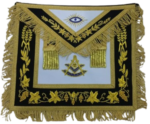 Tablier de Maître Maçonnique Ventoria Enterprises Brodé à la Main en Raxine Bleu Marine avec Broche de Sécurité en Fil Doré – Meilleure Vente - Product Image 2