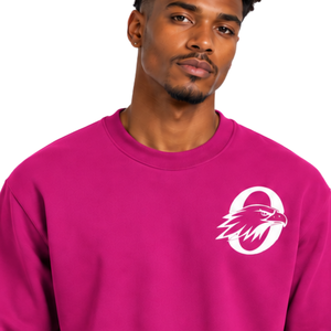 Sweat-shirt rose fuchsia pour homme, col rond, manches longues, pull décontracté en polaire, logo personnalisé, streetwear, vêtements de sport d'hiver, vente en gros - Product Image 3