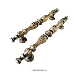 Manija de Puerta de Latón Antiguo de Alta Calidad, 54 cm |   Puntas translúcidas (1 par) con sistema Keyhole Touch, ambidiestras, para uso exterior, fáciles de usar - Product Image 2