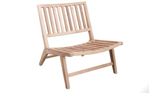 Fauteuil de salon sans accoudoirs en teck massif de qualité supérieure, dossier à lattes profil bas, canapé d'appoint pour patio - Product Image 4