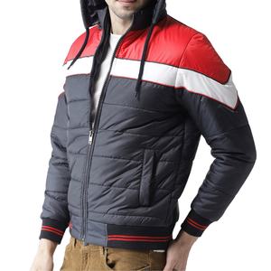 Nouvelle conception, veste d'hiver rembourrée imperméable à blocs de couleur en tricot respirant pour hommes grandes tailles avec fermeture éclair - Product Image 1