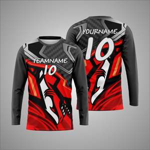Maillot de sport personnalisé à manches longues en polyester 100% avec sublimation, impression du nom et du numéro de l'équipe sur le devant, séchage rapide - Product Image 1
