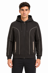 Sweat-shirt à capuche zippé pour homme Livster, en molleton de coton, veste à capuche décontractée à manches longues, avec cordon de serrage et bord côtelé - Product Image 1