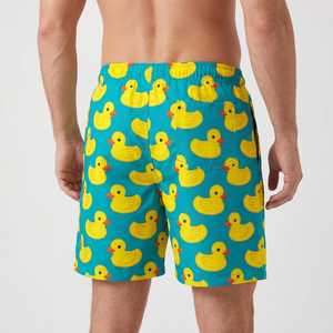 Shorts de Baño para Hombre con Estampado de Pato Amarillo, Secado Rápido, Cintura Elástica con Cordón, Traje de Baño Casual para Surf - Product Image 4