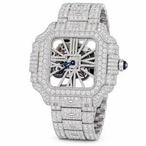 Luxury Unisex <b>Mechanical</b> <b>Watch</b> Stainless Steel Square Case Diamond Encrusted Analog Dial Sapphire Crystal 41mm - Product Image 1