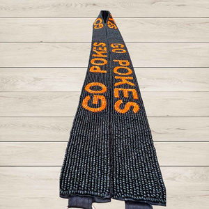 Ceinture artisanale en coton brodée de perles, motif Go Pokes, lettres orange, forme rectangulaire, couleur personnalisable - Product Image 5