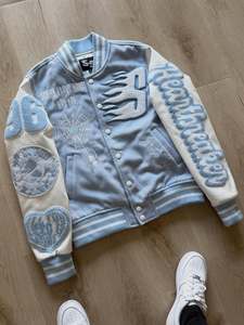 Veste universitaire chauffante personnalisée XLISE pour homme, automne, avec patch en chenille, lettres brodées, logo personnalisé, style baseball, streetwear - Product Image 2