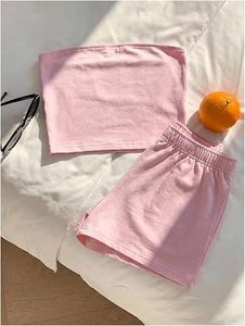 Ensemble décontracté d'été deux pièces pour femme : haut bustier sans manches uni respirant en polyester/coton et pantalon palazzo - Product Image 5