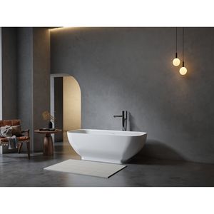 67 \ "di lusso bianco opaco Freestanding solida vasca da bagno con superficie in pietra ingegnerizzata in resina trabocco Pop-up bagno contemporaneo - Product Image 2