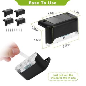 Luces LED Solares para Escalones, Resistentes al Agua, con Sensor de Amanecer y Anochecer, Lámparas para Cercas, Escaleras, Patios y Jardines, 4 Piezas - Product Image 5