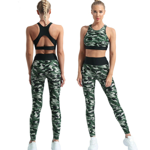 Ensemble de yoga 2 pièces personnalisé, imprimé par sublimation, taille haute, grande taille, soutien-gorge de sport et leggings pour femmes - Product Image 1