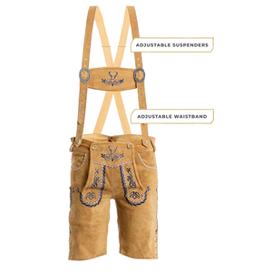 Pantalones cortos de cuero con bordados completos, de la más alta demanda en Europa, para hombre, ropa tradicional alemana, unisex. - Product Image 4