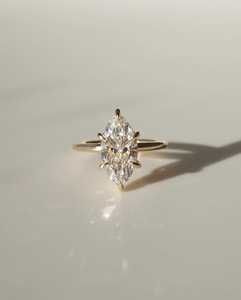 Anillo de Compromiso con Diamante Marquise Cultivado en Laboratorio, Certificado por IGI, Anillo de Diamante Marquise de Laboratorio, Anillo Solitario Marquise de Seis Puntas en Oro Amarillo de 14K - Product Image 1