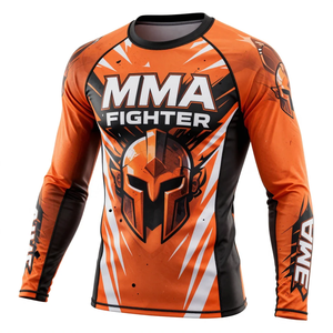 Camiseta de Compresión Sublimada Personalizada para MMA BJJ, Manga Larga, Ecológica, de Secado Rápido, Transpirable, Spandex/Poliéster - Product Image 1
