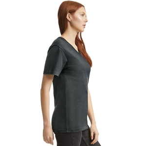 Women's Red Short Sleeve V Neck T Shirt 100% Luxury Organic Cotton Pre Shrunk GOTS Certified Premium Soft Breathable Fit Tee - Product Image 3