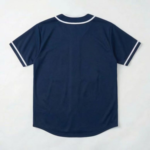 Maillot de baseball personnalisé pour homme, chemise boutonnée à manches courtes, avec passepoil contrastant, uniforme d'équipe, haut de sport vierge - Product Image 4