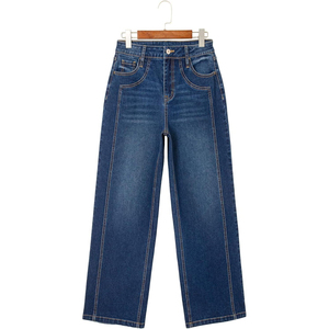 Women's Denim Jeans High Waist Straight Leg Regular Fit Medium Rise Breathable Eco-Friendly Summer Casual Wear Light Color Pants - Product Image 1