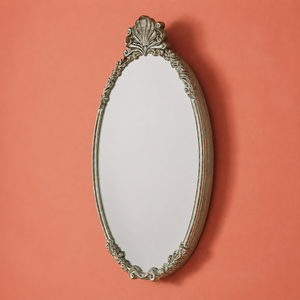 Antique <b>Silver</b> Oval Wall <b>Mirror</b> Ornate Shell Crest Decorative Vintage <b>Mirror</b> For Living Room Bedroom Wall Decor - Product Image 2