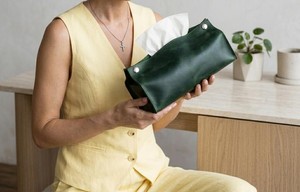 Boîte à mouchoirs en cuir de luxe anti-odeur, étui porte-serviettes avec fermeture à bouton, pliable, anti-poussière, portable, simple et décontracté - Product Image 6
