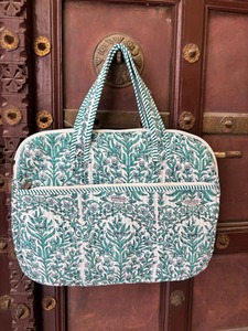 Handmade Fashion Quilted Cotton <b>Laptop</b> <b>Sleeve</b> with Shoulder Strap Zipper Closure for Shopping Documents Model 100 Rajasthan - Product Image 5