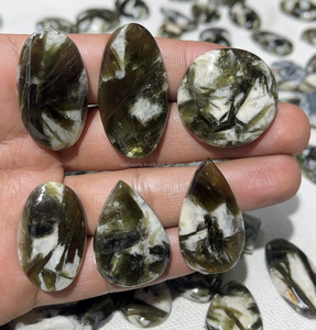 Natural Green Lepidolite Smooth Cabochon Mix Shape Loose Pendant Jewelry Making Handmade Wholesaler Supplies - Product Image 2