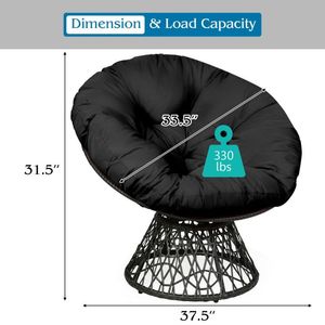 Sedia Papasan in Rattan Ergonomica Girevole a 360 Gradi con Cuscino Morbido - Product Image 6