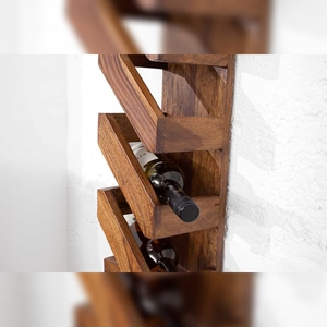 Elegante Botellero Moderno Vandana MAKASSAR de 70 cm, Acabado en Piedra Marrón Sheesham, para 5 Botellas, Mueble de Salón para Pared - Product Image 4