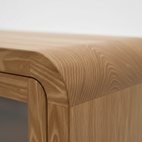 Buffet de salon, console avec trois tiroirs centraux et deux portes vitrées latérales, design moderne, meubles pour la maison