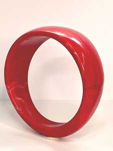 Handmade Red Marble Resin Bangle Chunky Wide Convex Dome Plain Solid Resin Craft <b>Ruby</b> Statement Cuff <b>Bracelet</b> - Product Image 2