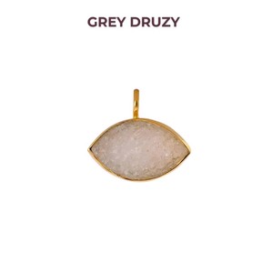 Pendentif connecteur Marquise en Druzy Gris |   Breloque en pierre précieuse plaquée or faite à la main pour la fabrication de bijoux - Product Image 5