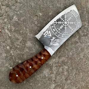 Cuchillo de Camping Mini Hecho a Mano, Hoja Fija de Acero con Alto Contenido de Carbono, Cuchillo Afilado de Alta Resistencia con Mango de Acero y Funda - Product Image 6