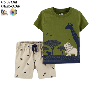 Conjunto de Ropa para Niños Personalizado, 100% Algodón, Estampado Animal, Camiseta y Pantalones Cortos Casuales, Suministro al por Mayor OEM/ODM - Product Image 6