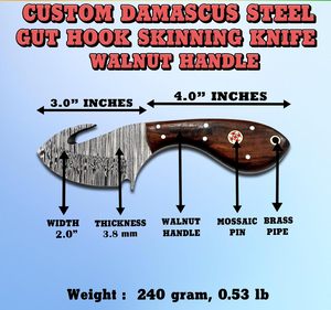 Couteau à désosser en acier Damas OEM personnalisé avec manche en bois de rose pour la chasse et le camping en extérieur - Product Image 4