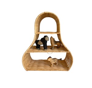 Bell Shaped Rattan <b>wall</b>-<b>mounted</b> <b>shelf</b> for kids Woven Floating Storage Rack Boho Nursery <b>Wall</b> Decor Storage Display <b>Shelf</b> Pack - Product Image 2