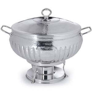 Recipiente para Calentar Comida Tipo Buffet, de Acero Inoxidable de Lujo, Redondo, con Acabado Martillado y Texturizado, para Catering, Venta al Por Mayor - Product Image 1