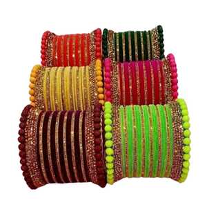 Bracelet traditionnel coloré pour femmes, en acier inoxydable, tailles et couleurs personnalisées, designs uniques, mariage pakistanais et indien - Product Image 1
