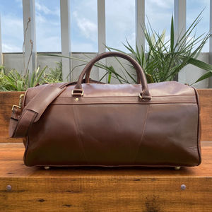 2025 vente chaude motif à carreaux élégant unisexe fourrure de vachette sac polochon en cuir usiné à la main pour affaires et week-end sac à bagages - Product Image 5