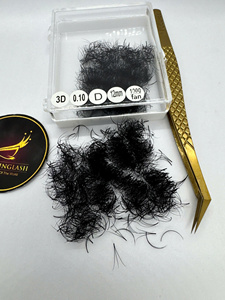 Extensions de cils 3D en volume, 0,1 mm, 12 mm, pré-fabriquées, en fibres synthétiques faites à la main, pour salons de cils professionnels (vente en gros) - Product Image 3