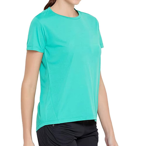 Women's <b>Turquoise</b> Crew Neck Short Sleeve <b>T</b>-<b>Shirt</b> Regular Fit Solid Color Quick Dry Knitted Spring Summer Casual Style - Product Image 5