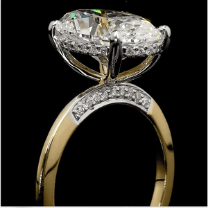 Anillo de Compromiso Solitario con Diamante Cultivado en Laboratorio de Corte Ovalado, Anillo de Diamantes Fino en Oro Amarillo para Mujer - Product Image 5
