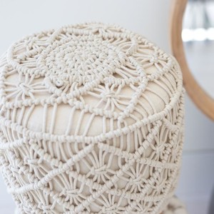 Handcrafted <b>Bamboo</b> Macram <b>Stool</b> Natural Bohemian Design Wholesale India - Product Image 1