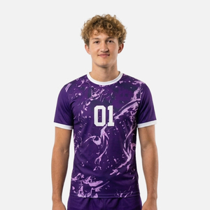 เสื้อแฮนด์บอลผ้าโพลีเอสเตอร์ตาข่ายสำหรับผู้ชาย แห้งเร็ว ระบายเหงื่อได้ดี ทรงพอดีตัว คอกลม รับสกรีนโลโก้ ชุดทีม - Product Image 5