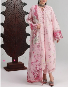 Ensemble 3 pièces rose brodé : Kurta, Palazzo et Dupatta longueur cheville – Tenue ethnique indienne et pakistanaise pour fêtes - Product Image 5